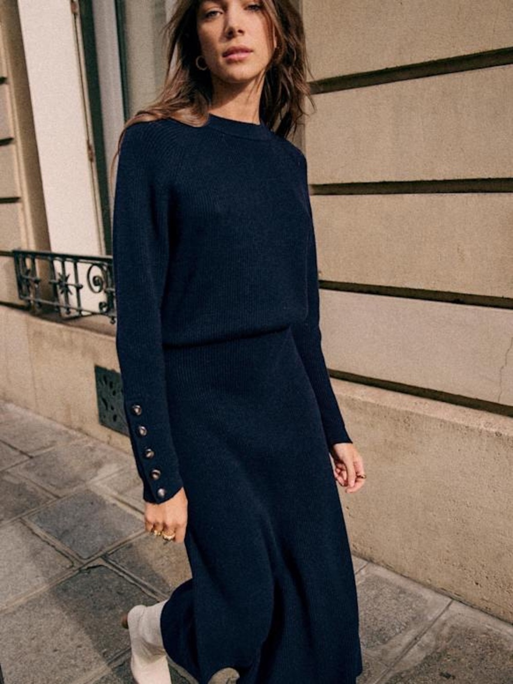 Sezane Sami Jumper Sweater Navy Blue Size Small Wool/cotton - Picture 3 of 12